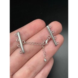 Замок, четырехрядный, модель SS 925, покрытие родий, плашка 25 мм, карабин 8 мм, с удлинителем 40 мм, цена за шт