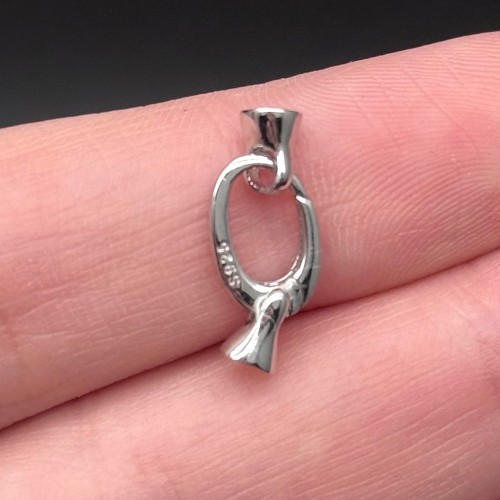 Замок, карабин, овальный, с концевиками, модель SS 925, покрытие родий, общий размер 19х7мм, цена за шт.