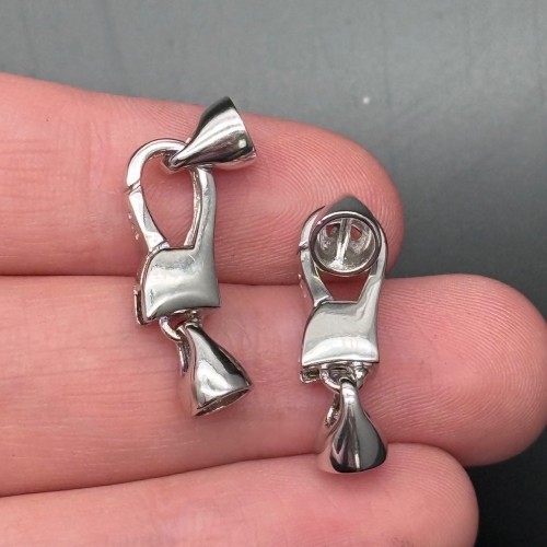 Карабин, замок, с концевиками, модель SS 925, покрытие родий, 29х8 мм, цена за шт