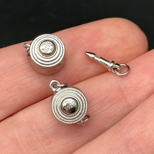 Замок, педальный, с кнопкой, покрытие родий, модель SS 925 , размер 13х9 мм, цена за 1 шт