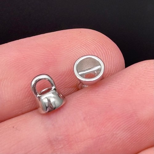 Концевик, модель SS 925, покрытие родий, размер 8х5 мм, цена за 1 шт.