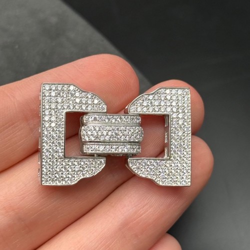 Замочек, многорядный, с циркониями, модель 925, покрытие родий, 32х22 мм, цена за шт