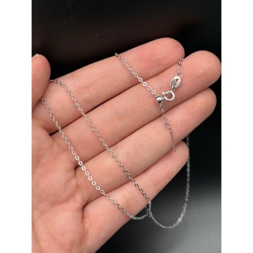 Цепочка, покрытие родий, модель SS 925, размер звена 2х1,5 мм, длина 49 см, замочек- шпрингель 5 мм, с палочкой (штырем), силиконовый фиксатор