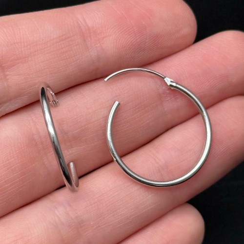 Швензы, круглые, покрытие родий, модель SS 925, размер 23х1,9 мм, цена за пару