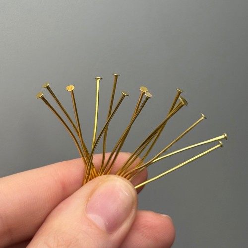 Пины с гвоздиком,  латунь, цвет золото, 0,8х35 мм, цена за 20 шт