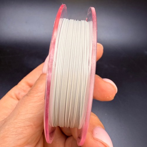 Тросик ювелирный SakuLux (Япония), 7 стальных струн, с силиконовым покрытием, цвет серебро, толщина 0,45 мм, 10 м в катушке