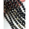 Каменные бусины, Обсидиан золотой, люкс, шарик гладкий, 10 мм, длина нити 38 см
