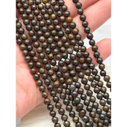 Каменные бусины, Бронзит, шарик гладкий, 4-4,5 мм, длина нити 38 см