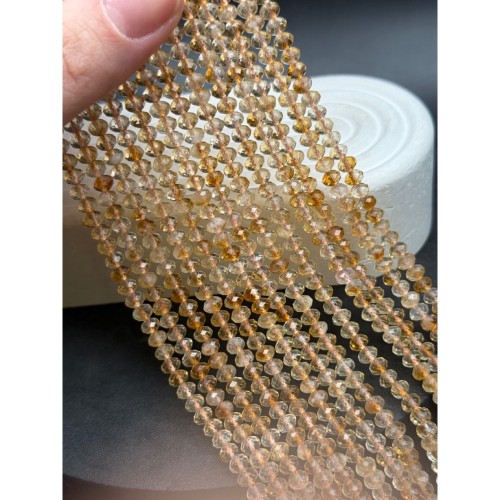 Каменные бусины, Цитрин, люкс, огранка, рондель,  5х3,5мм, длина нити 38 см