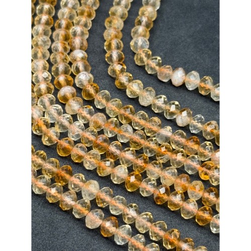 Каменные бусины, Цитрин, люкс, огранка, рондель,  5х3,5мм, длина нити 38 см