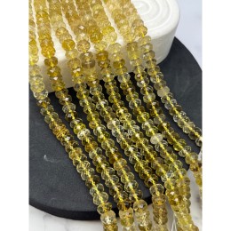 Каменные бусины, Цитрин, лимонный, огранка, рондель, 8,5х6,5 мм, длина нити 19 см