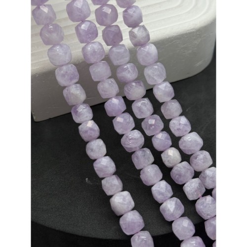 Каменные бусины, Аметист, лавандовый, кубик, огранка, 9х9 мм, длина нити 39-40 см