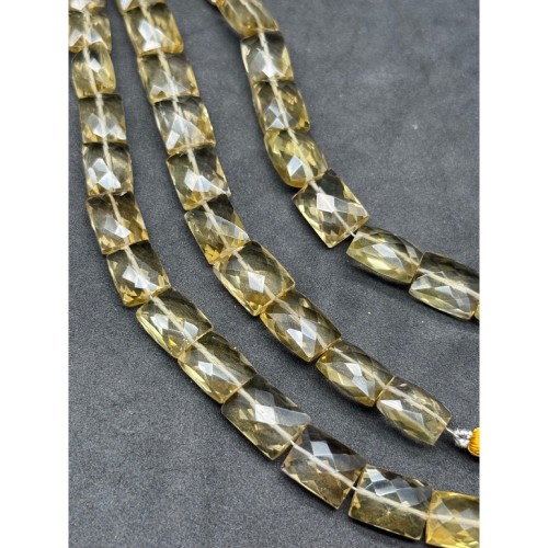 Каменные бусины, Цитрин, лимонный кварц, ЛЮКС, прямоугольник, ювелирная огранка, ~12х9х6 мм, длина нити 20 см