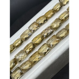 Каменные бусины, Цитрин, лимонный кварц, ЛЮКС, прямоугольник, ювелирная огранка, ~12х9х6 мм, длина нити 20 см