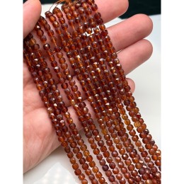 Каменные бусины, Гранат, Гессонит, Люкс, кубик, огранка, 4х4 мм, длина нити 39 см