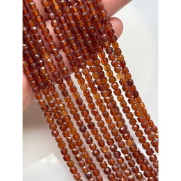 Каменные бусины, Гранат, Гессонит, Люкс, кубик, огранка, 4х4 мм, длина нити 39 см