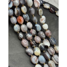 Каменные бусины, Агат Ботсвана, фриформы, ~15-17х10 мм, длина нити 39 см