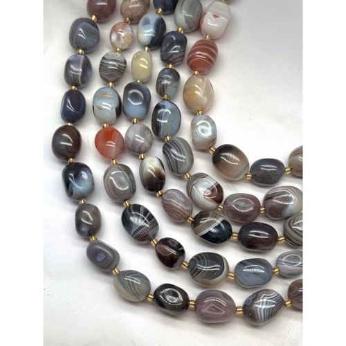 Каменные бусины, Агат Ботсвана, фриформы, ~15-17х10 мм, длина нити 39 см