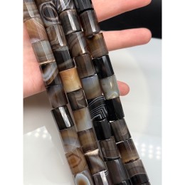 Каменные бусины, Агат "кофейный", (натуральный цвет), трубочки (столбики), огранка, ~18х14 мм, длина нити 39 см