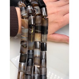 Каменные бусины, Агат "кофейный", (натуральный цвет), трубочки (столбики), огранка, ~18х14 мм, длина нити 39 см