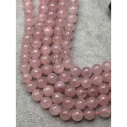 Каменные бусины, Розовый Кварц, Мадагаскарский, люкс, 10 мм, шарик гладкий, длина нити 19 см