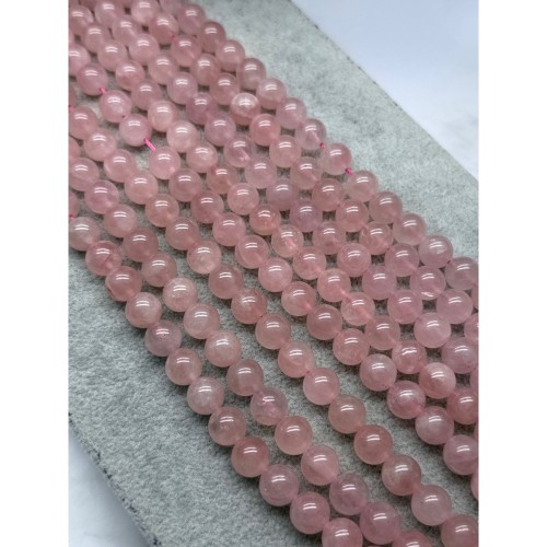Каменные бусины, Розовый Кварц, Мадагаскарский, люкс, 10 мм, шарик гладкий, длина нити 19 см