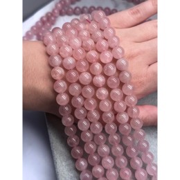 Каменные бусины, Розовый Кварц, Мадагаскарский, люкс, 10 мм, шарик гладкий, длина нити 19 см