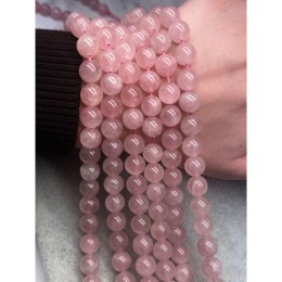 Каменные бусины, Розовый Кварц, Мадагаскарский, люкс, 10 мм, шарик гладкий, длина нити 19 см