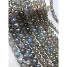 Каменные бусины, Лабрадор, 2А, шарик гладкий, 10 мм, длина нити 19 см
