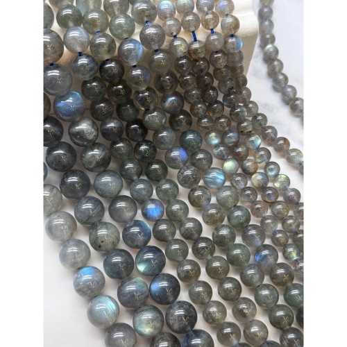 Каменные бусины, Лабрадор, 2А, шарик гладкий, 10 мм, длина нити 19 см