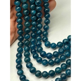 Каменные бусины, Апатит, синий, (Мадагаскар), люкс, шарик, гладкий, 8 мм, длина нити 20 см