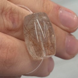 Бусина№5, Рутиловый кварц, люкс, размер 22х15 мм, цена за 1 шт.