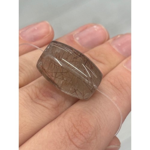 Бусина№6, Рутиловый кварц, люкс, размер 23х16 мм, цена за 1 шт.