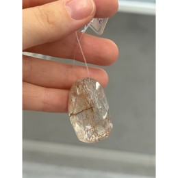 Бусина№7, Рутиловый кварц, люкс, огранка, размер 37х23 мм, цена за 1 шт.