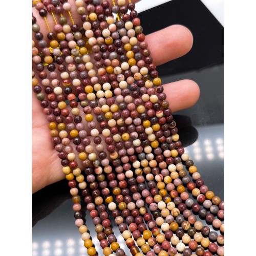 Каменные бусины, Яшма Мукаит, шарик гладкий 4 мм, длина нити 38 см