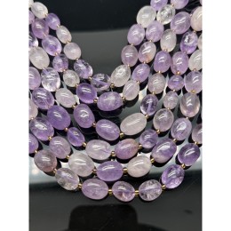 Каменные бусины, Аметист, лавандовый, фриформы, размер ~13-16 мм, длина нити 39 см