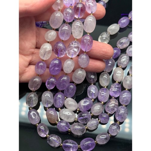 Каменные бусины, Аметист, лавандовый, фриформы, размер ~13-16 мм, длина нити 39 см