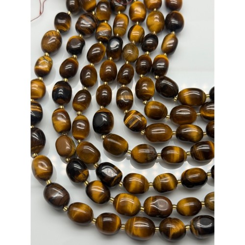 Каменные бусины, Тигровый глаз, фриформы, размер ~16-18 мм, длина нити 39 см