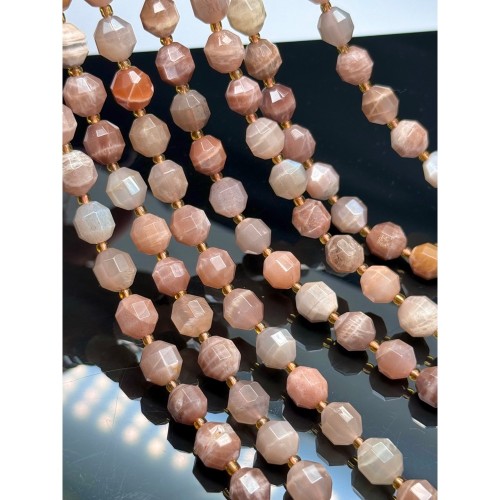 Каменные бусины, Солнечный камень (Олигоклаз), микс, ювелирная огранка, 10х9 мм, длина нити 38 см