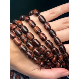 Каменные бусины, Бычий глаз, бочонок, 14х10 мм, длина нити 38-39 см