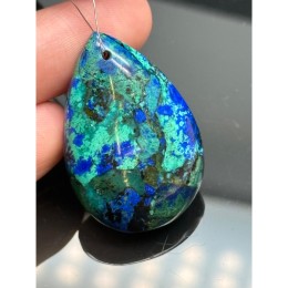 Подвеска №1, Хризоколла, люкс, капля, размер 36х24 мм, цена за 1 шт.