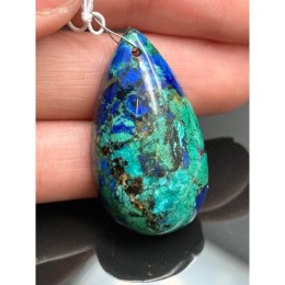 Подвеска №2, Хризоколла, люкс, капля, размер 36х20 мм, цена за 1 шт.