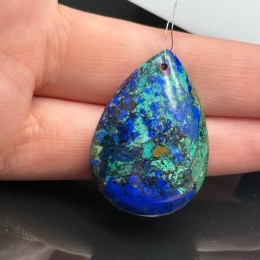 Подвеска №5, Хризоколла, люкс, капля, размер 36х25 мм, цена за 1 шт.