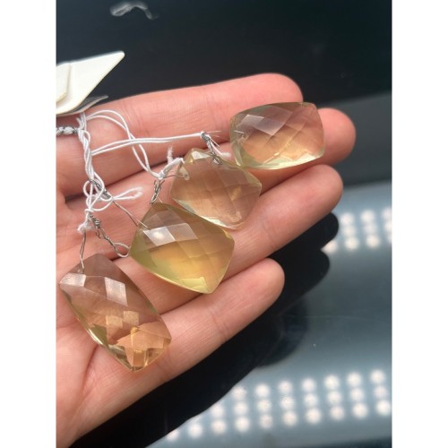 Подвеска №4, Цитрин, лимонный кварц, люкс, размер ~25-30 мм, цена за 1 шт.