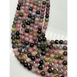 Каменные бусины, Турмалин, микс, шарик гладкий, 8 мм, длина нити 19 см