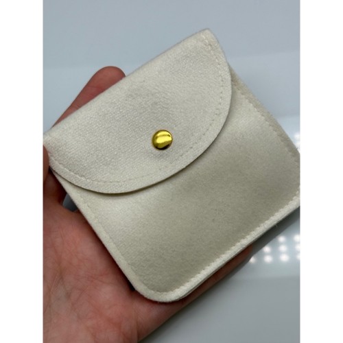 Мешочек с кнопкой, велюр, люкс, размер 10х10 см, молочный (айвори)