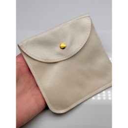 Мешочек с кнопкой, велюр, люкс, размер 12х12 см, молочный (айвори)
