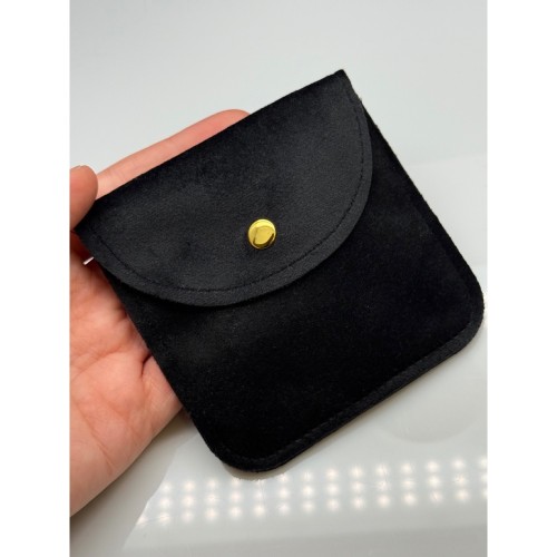 Мешочек с кнопкой, велюр, люкс, размер 10х10 см, черный