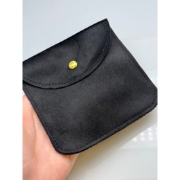 Мешочек с кнопкой, велюр, люкс, размер 12х12 см, черный