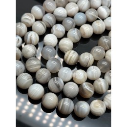 Каменные бусины, Агат, серый, шарик гладкий, 15,5-16 мм, длина нити 38 см